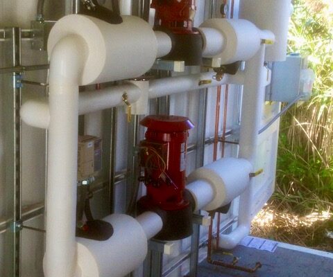 Processed water piping. Insulated with fiberglass pipe covering and Armaflex.